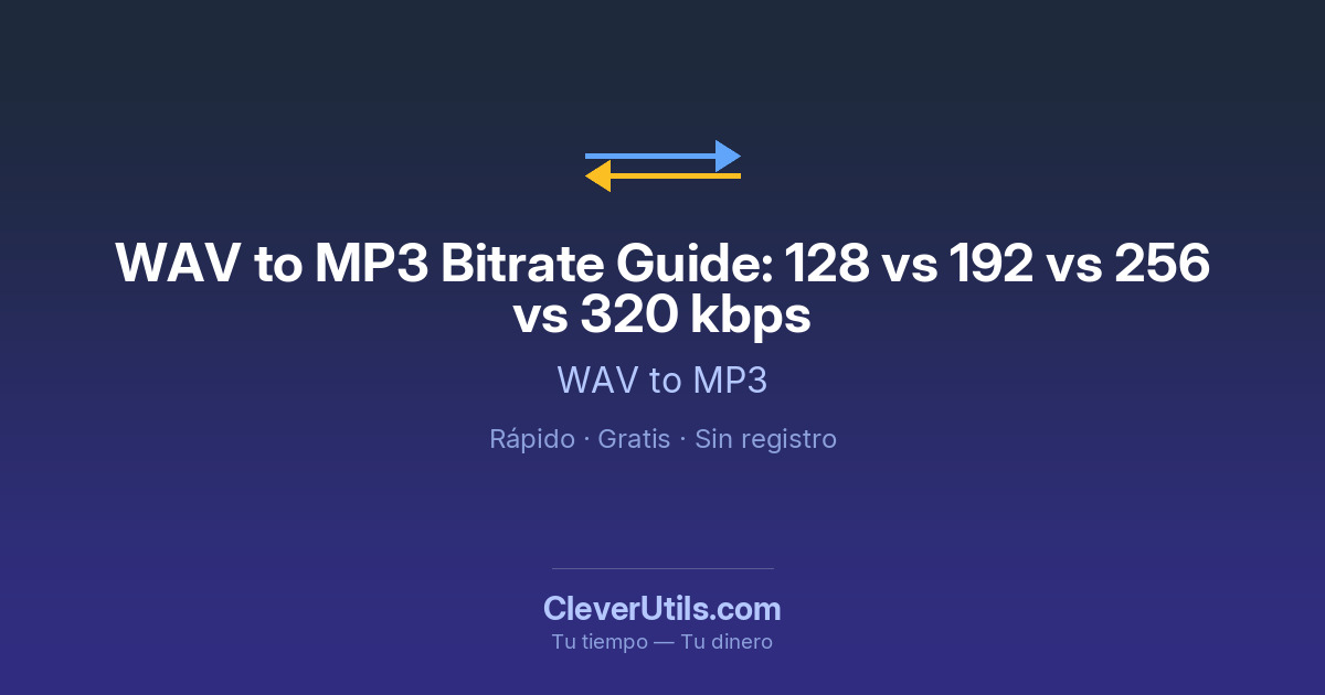2 Bitrate Guía de bitrate WAV a MP3: 128 vs 192 vs 256 vs 320 kbps — CleverUtils.com