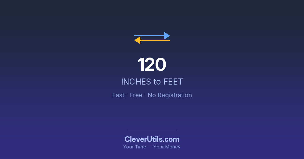 Convert 120 Inches to Feet (inch to feet) - CleverUtils.com