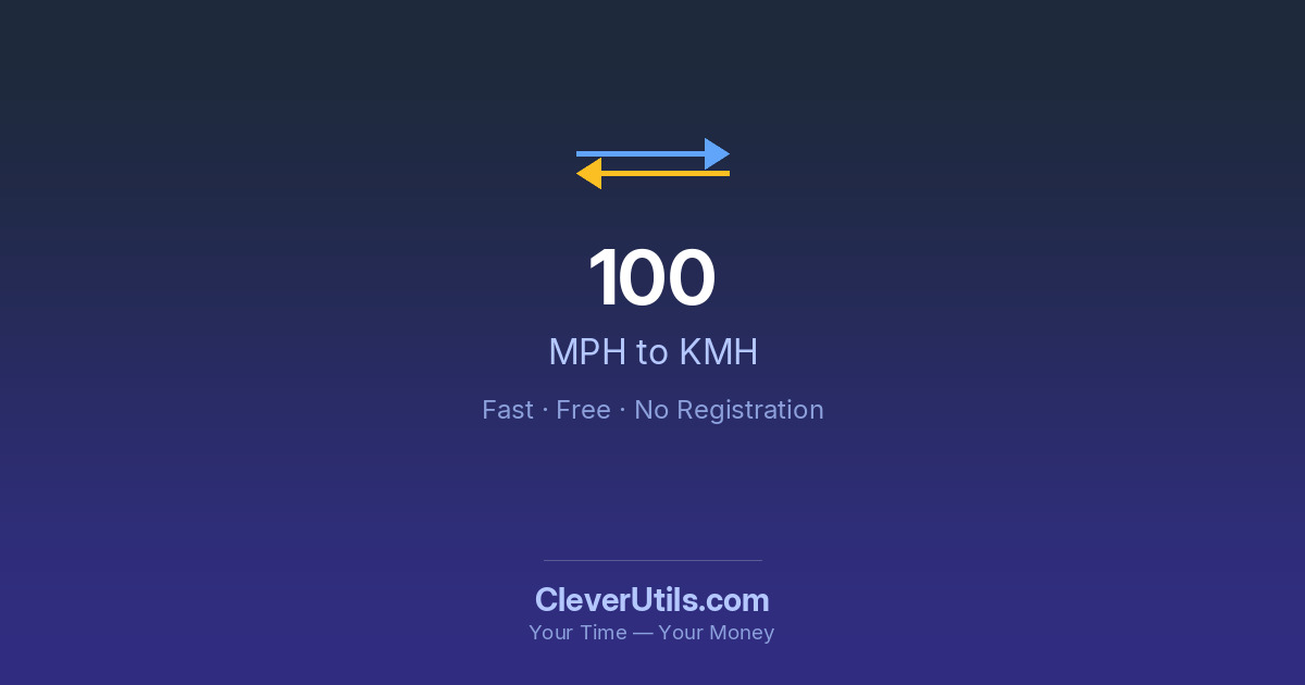 Elegantes 100 Mph To Kmh Ebenbildnull