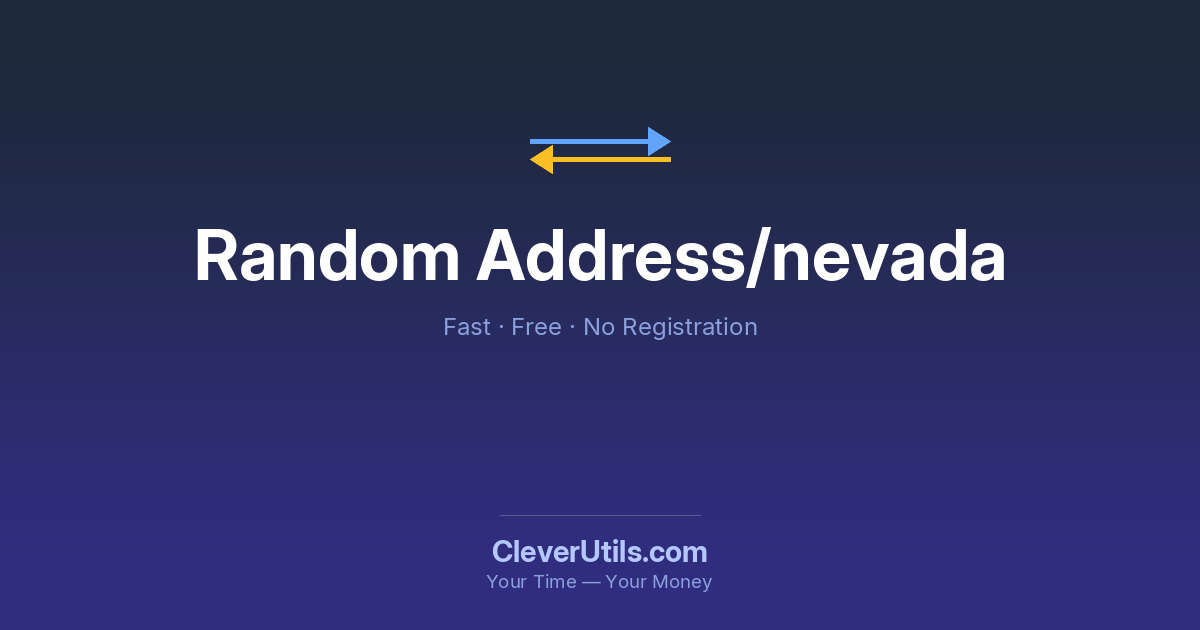 Random Nevada (NV) Address Generator