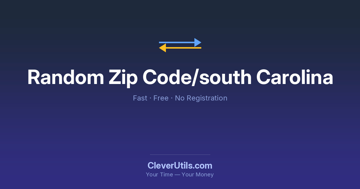 Random Sc Zip Code Random South Carolina ZIP Code Generator