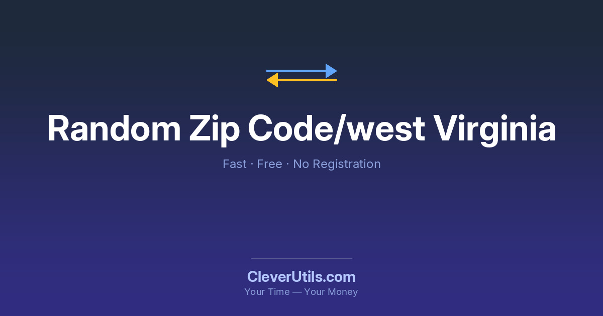 Random West Virginia ZIP Code Generator
